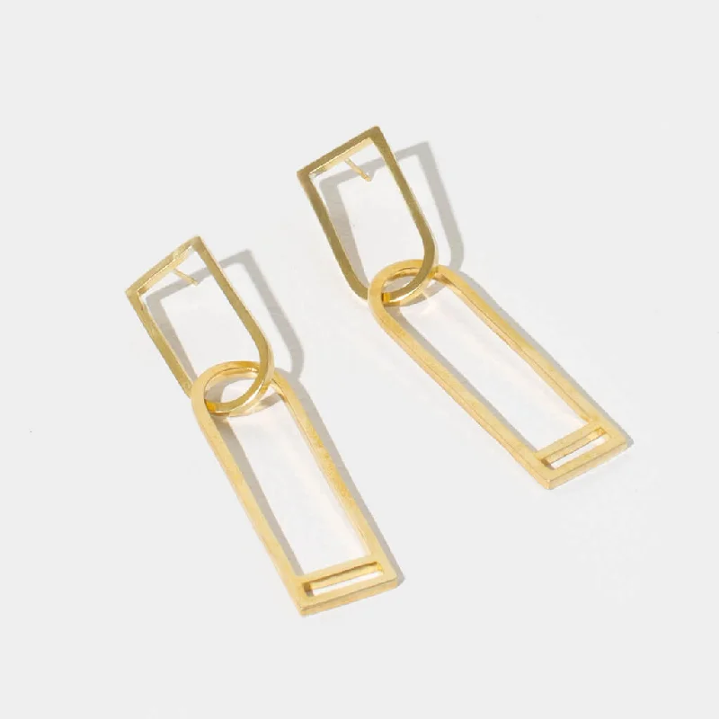 Window Dangle Earrings - Brass