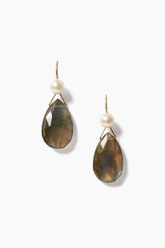 Yasmine Pearl Earrings Labradorite