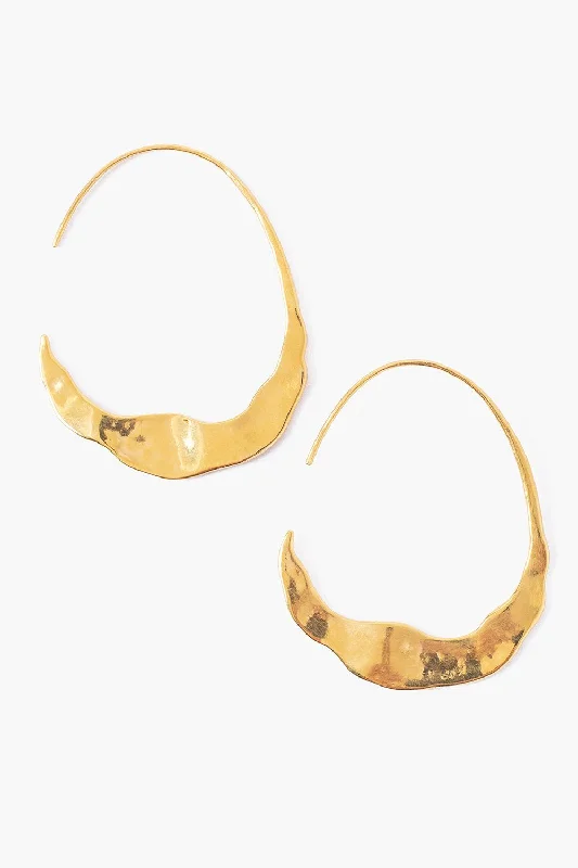 Gold Crescent Moon Hoops