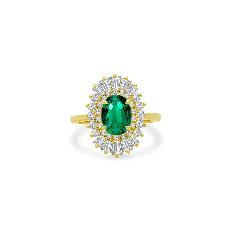 1.43ct Emerald Sunburst Ring