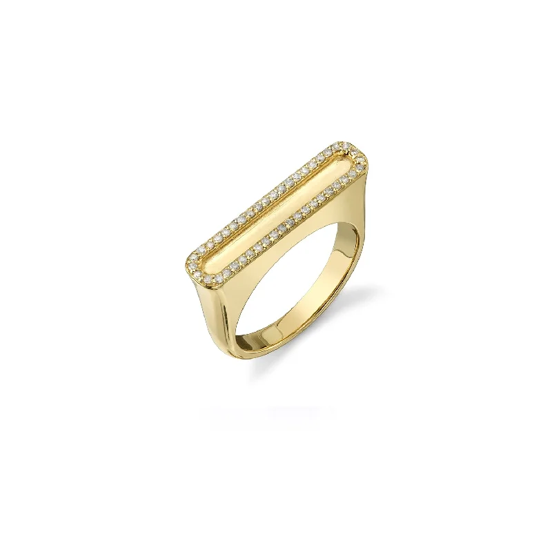 14K Gold Diamond Frame Tower Ring