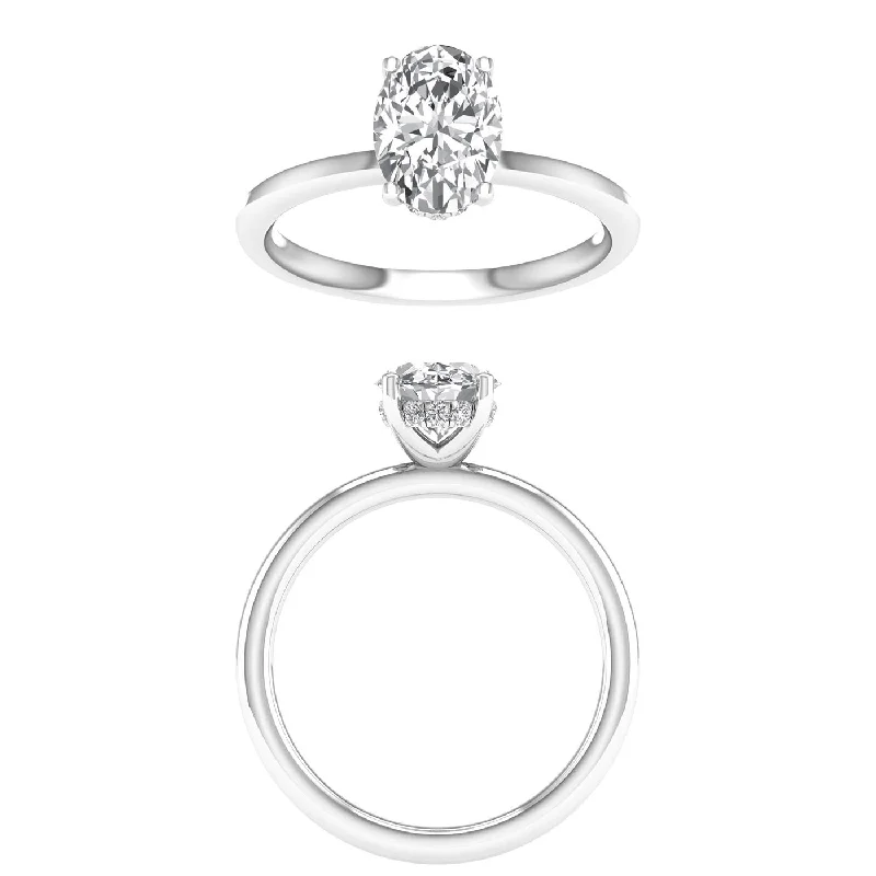 14K White Gold Lab Grown 3.21ctw Round Diamond Hidden Halo Engagement Ring