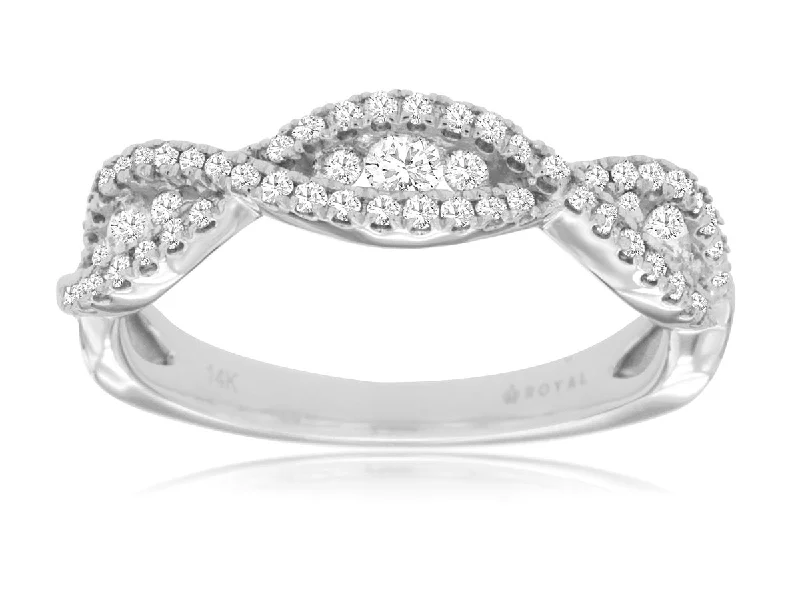 14K White Gold Segmented Diamond Band