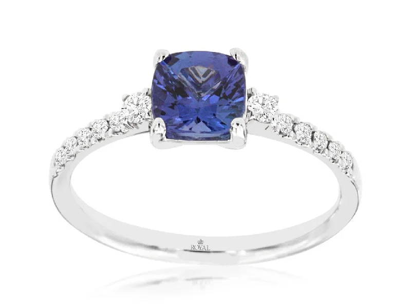 14K White Gold Tanzanite and Diamond Ring