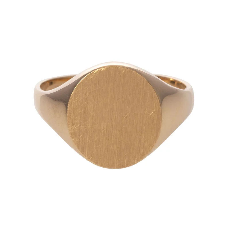 14K Yellow Gold 12x10mm Oval Signet Ring