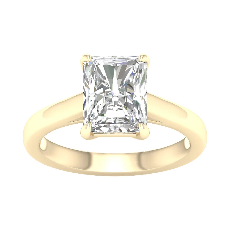 14K Yellow Gold 3ct Lab Grown Radiant Diamond Solitaire Engagement Ring