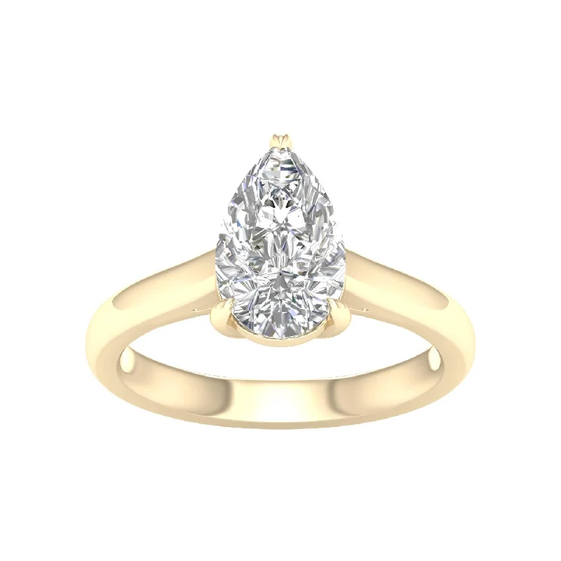 14K Yellow Gold Lab Grown 2ct Pear Diamond Engagement Ring