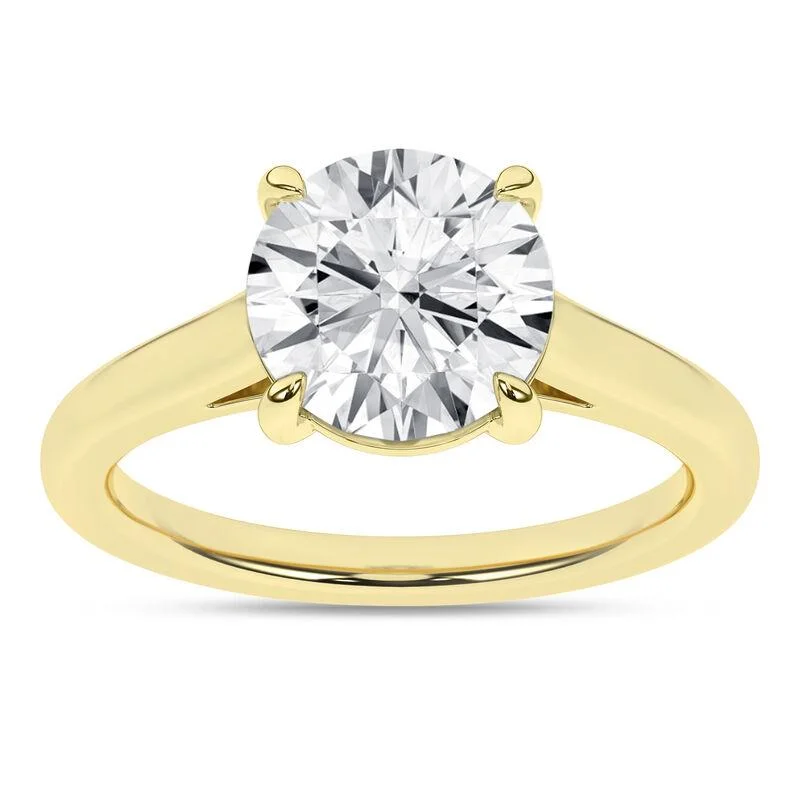 14K Yellow Gold Lab Grown Round Brilliant Cut Solitaire Engagement Ring