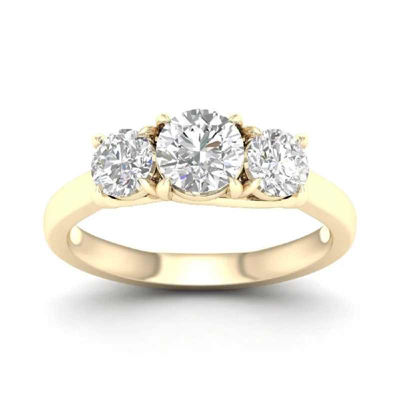 14K Yellow Gold Lab Grown 2.09ctw Three Round Diamond Engagement Ring