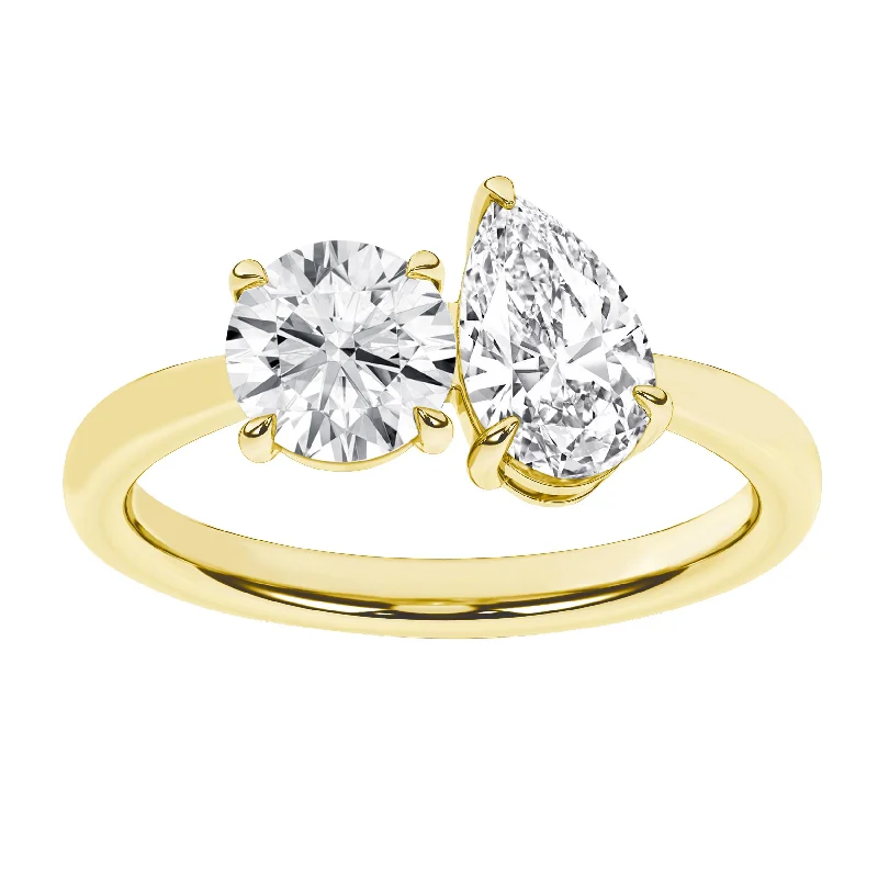 14K Yellow Gold Lab Grown Toi Et Moi Diamond Ring