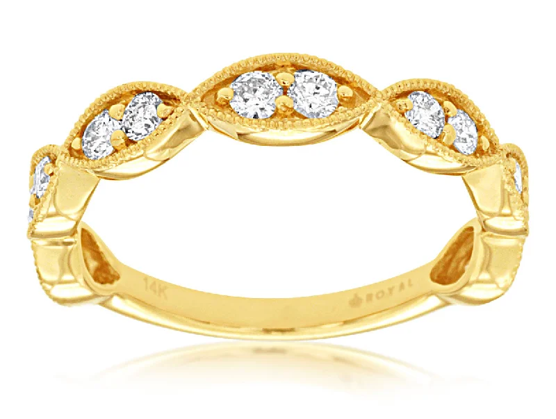 14K Yellow Gold Marquise Station Diamond Band