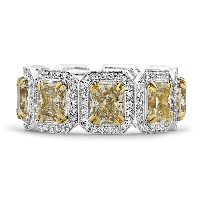 18KT TWO TONED FANCY YELLOW DIAMOND BAND