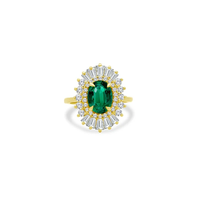 2.04ct Emerald Sunburst Ring