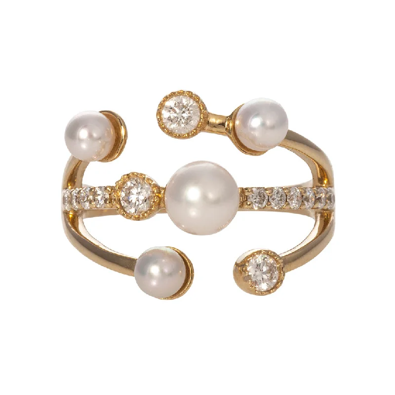 Akoya Pearl & Diamond 14K Gold Ring