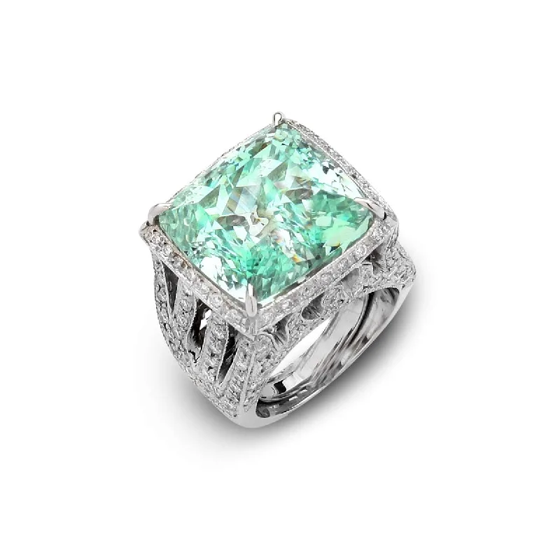 Aquamarine And Diamond Ring