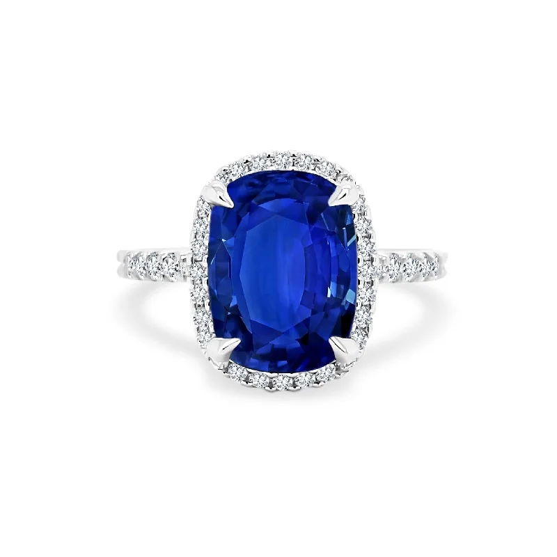 Blue Sapphire Halo Ring