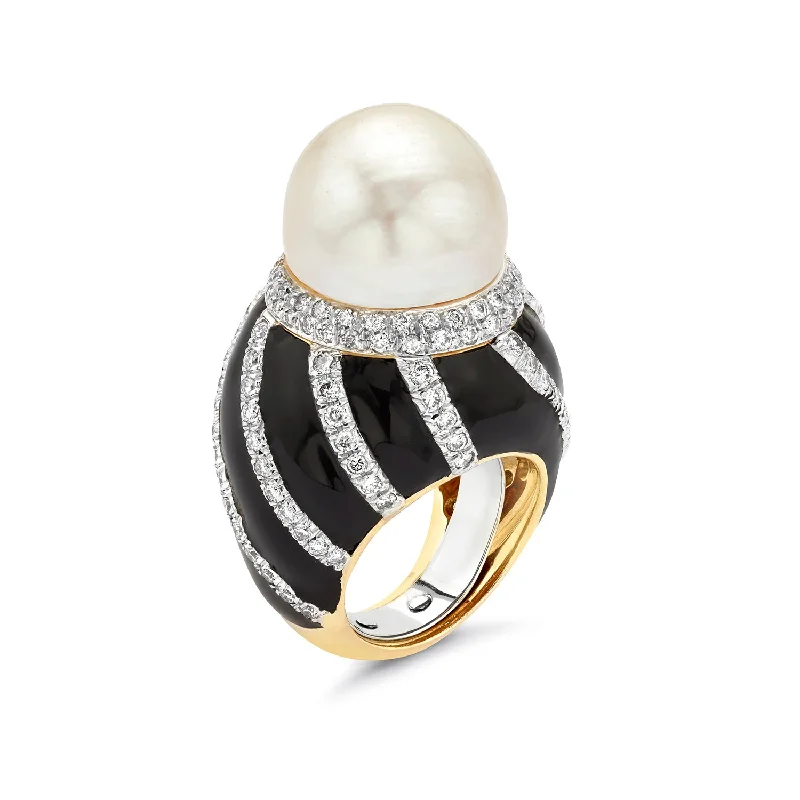 David Webb Diamond and Pearl Ring