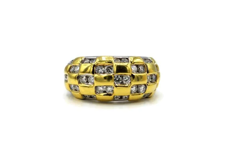 DIAMOND CHECKERBOARD DOME RING