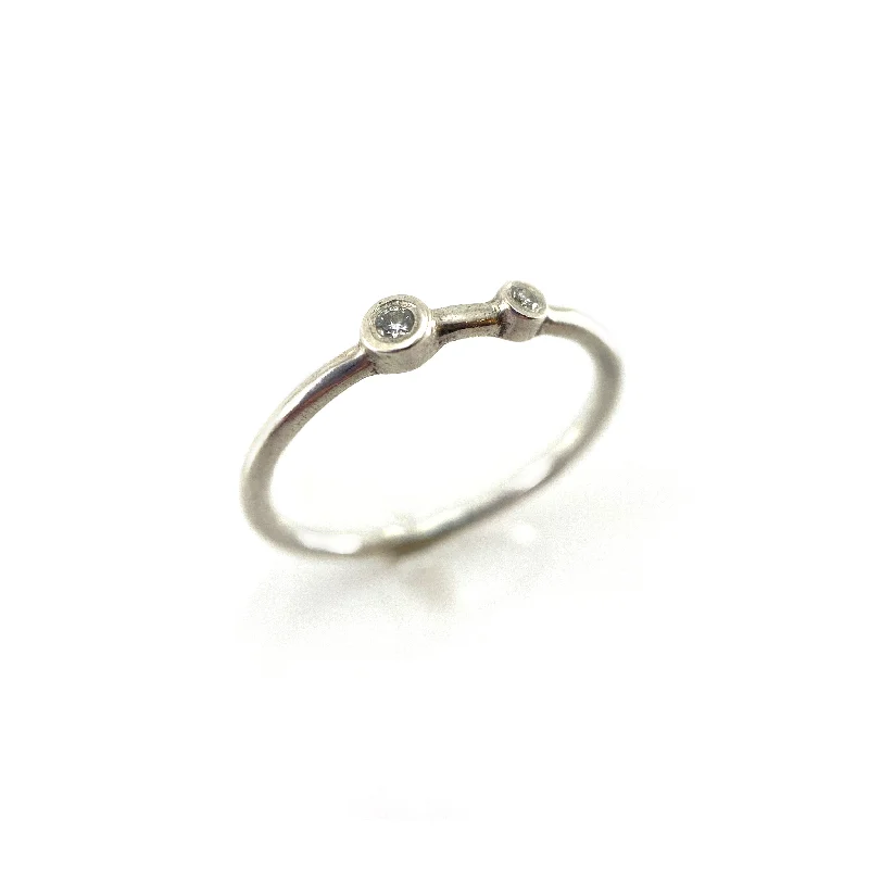 Double Diamond Stacking Ring - Silver