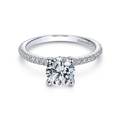 14K White Gold Round Diamond Engagement Ring