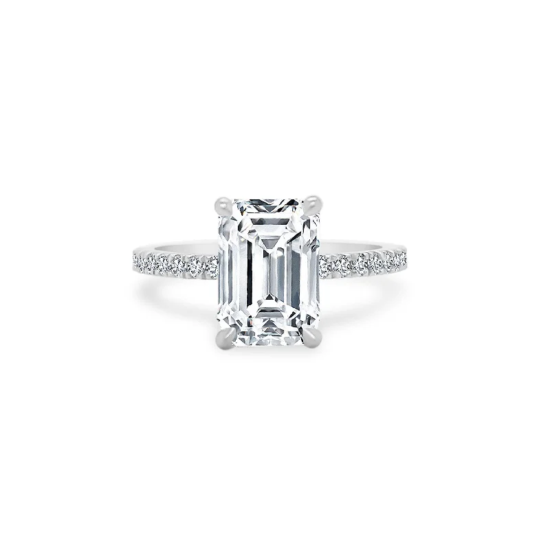 Emerald Cut Solitaire on Diamond Band