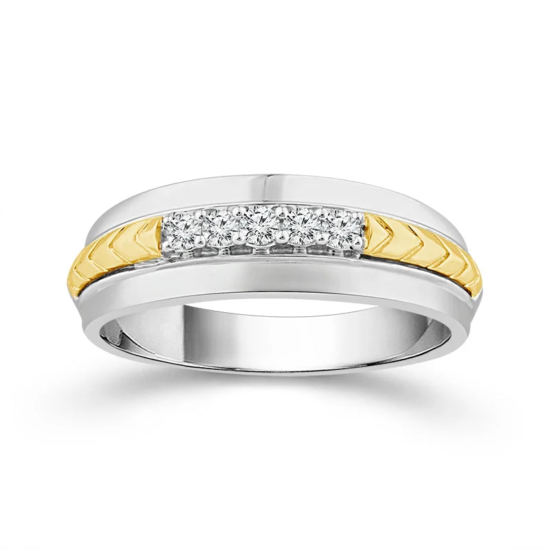 10K Two Tone Gents Diamond Band