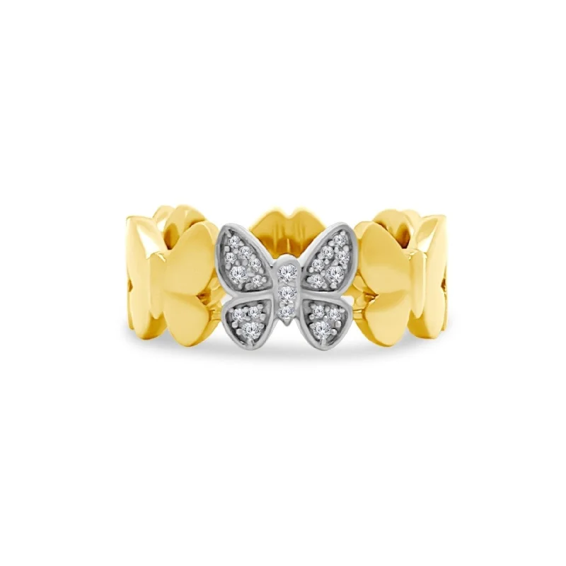 Gold & Diamond Butterfly Ring