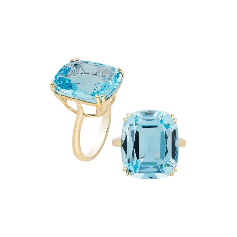 Goshwara Gossip Blue Topaz Cushion Cut Ring