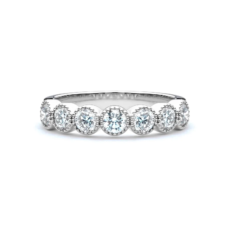 14K White Gold Bezel Set Diamond Band