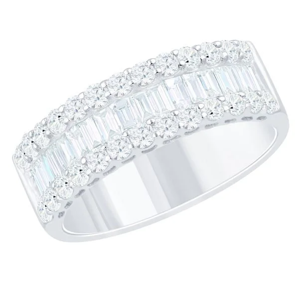 14K White Gold Baguette Diamond Band