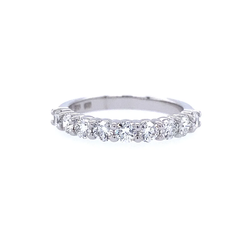 14K White Gold Nine Stone Diamond Band