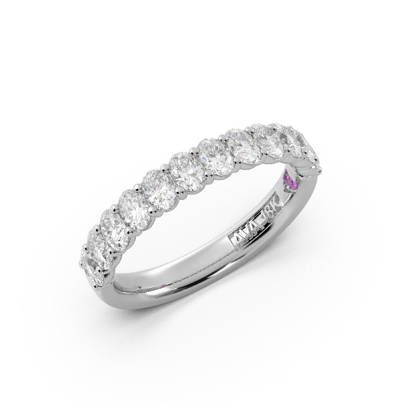 18K White Gold Oval Diamond Band