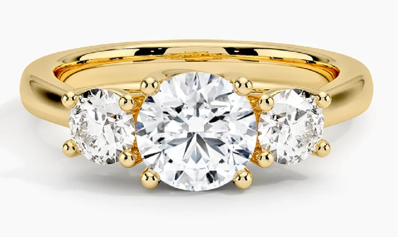 14K Yellow Gold Three Stone 2.57ctw Round Diamond Engagement Ring