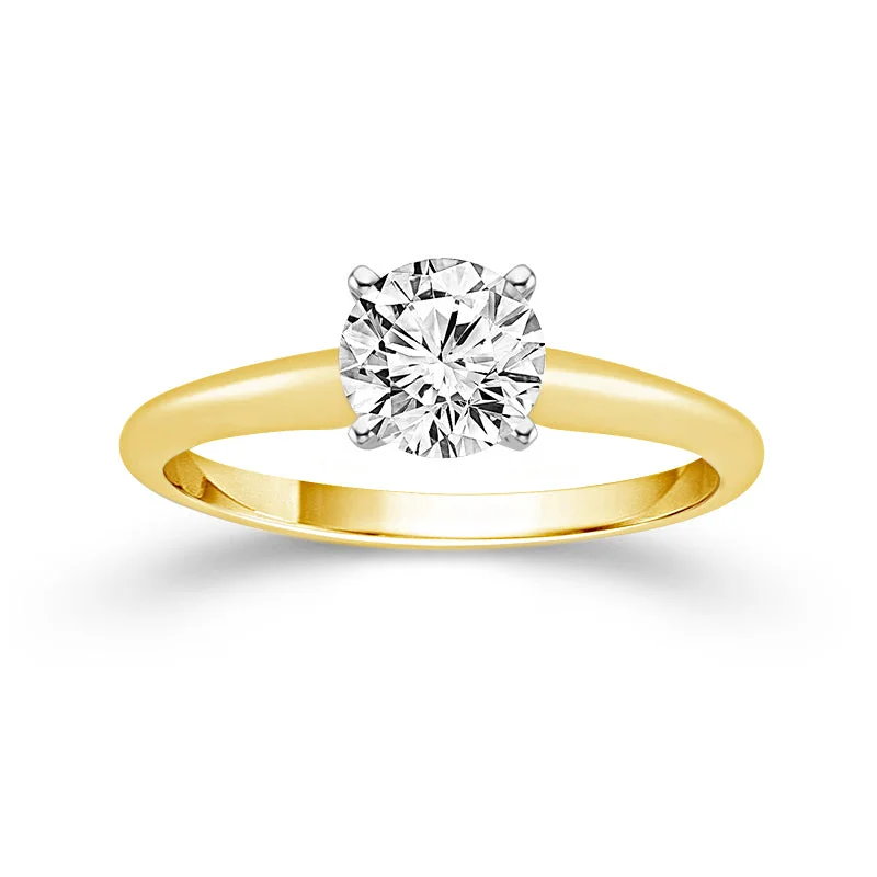 14K Two Tone Lab Grown Round Diamond Engagement Ring