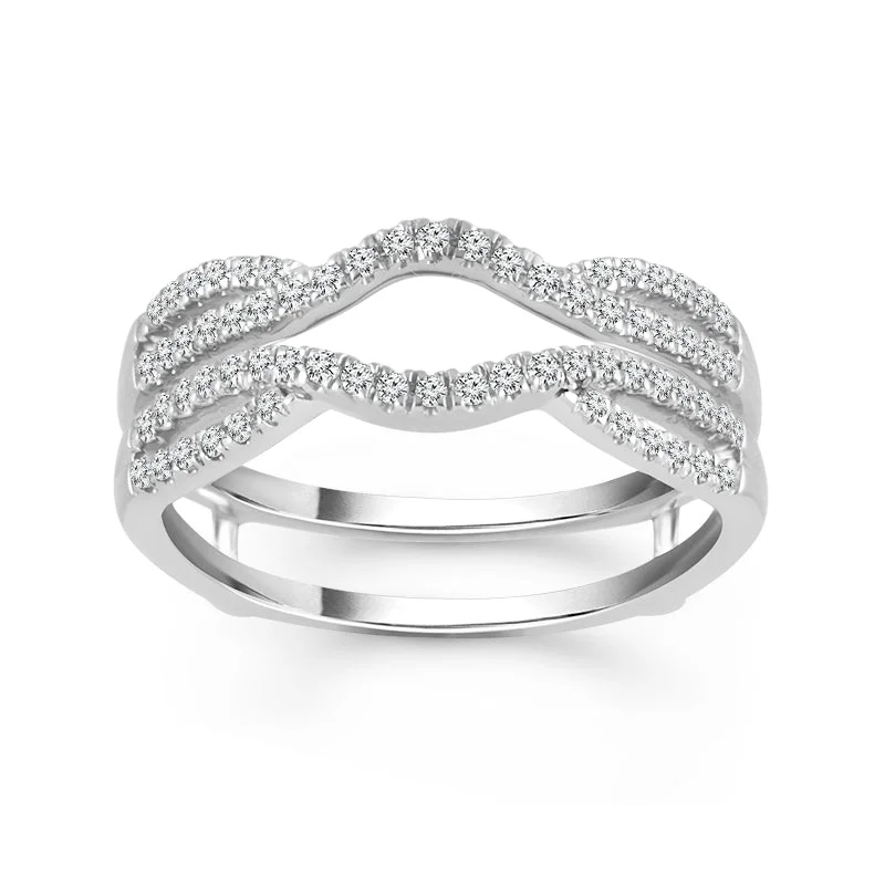 14K White Gold Diamond Ring Guard