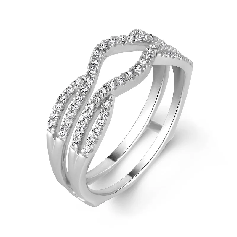 14K White Gold Diamond Ring Guard