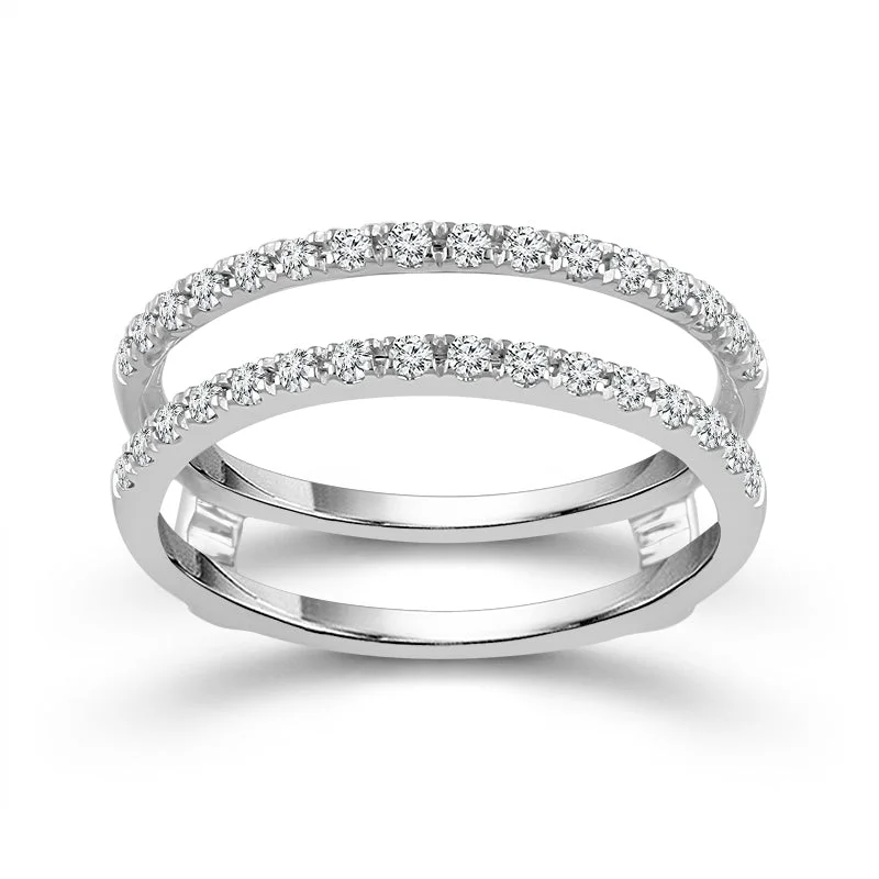 14K White Gold Double Diamond Ring Guard