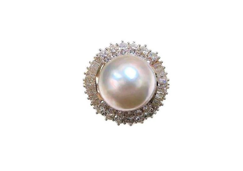 MABE PEARL AND DIAMOND RING