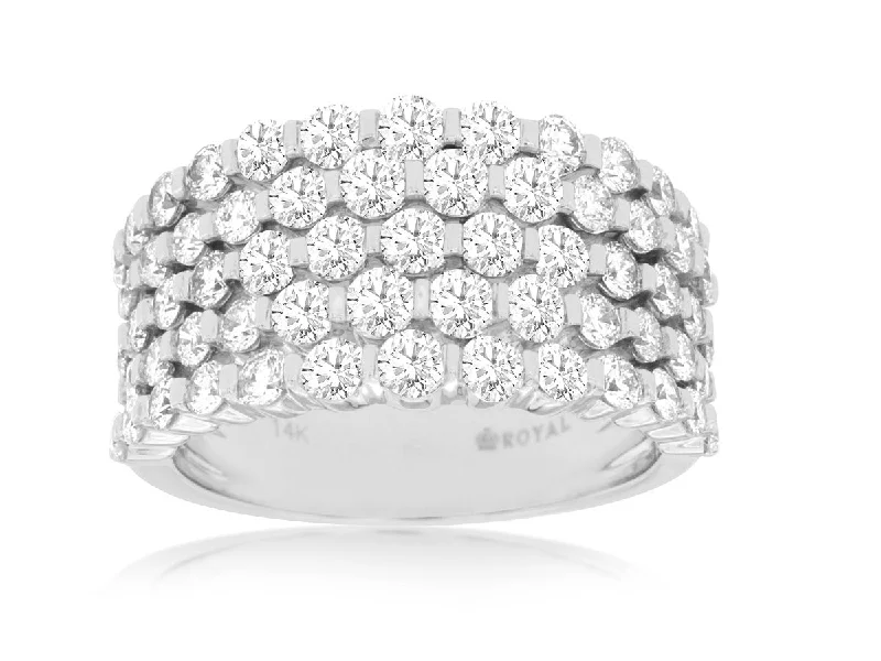 14K White Gold Wide Diamond Band