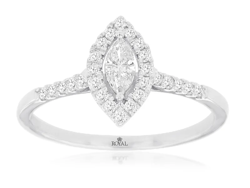 14K White Gold Marquise Diamond Engagement Ring