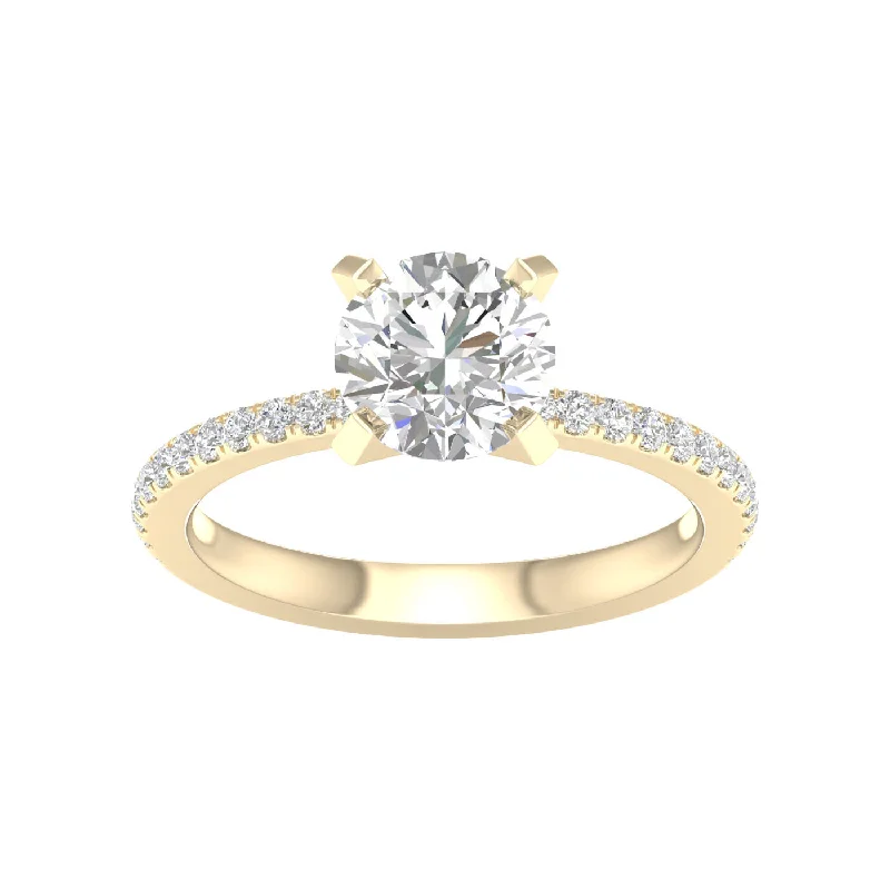 14K Yellow Gold Lab Grown Round Brilliant Cut Diamond Engagement Ring