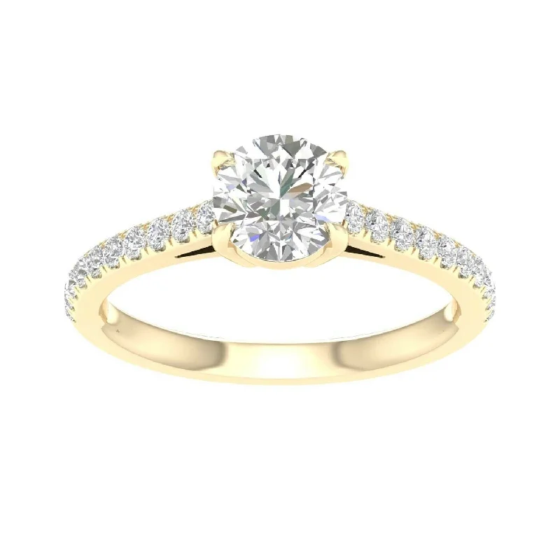 14K Yellow Gold Lab Grown Round Brilliant Cut Diamond Engagement Ring