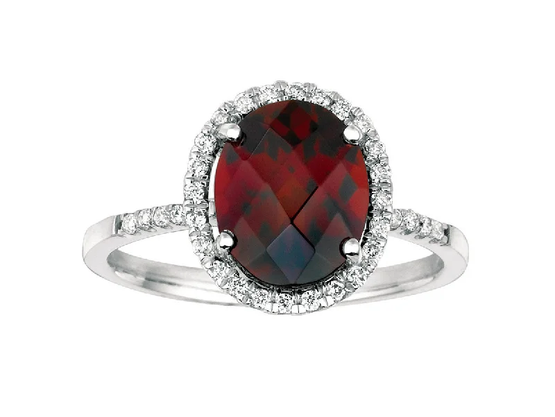 14KT WG .21CTW(O)GARNET/DIAMOND RING(O2.75CT GAR)