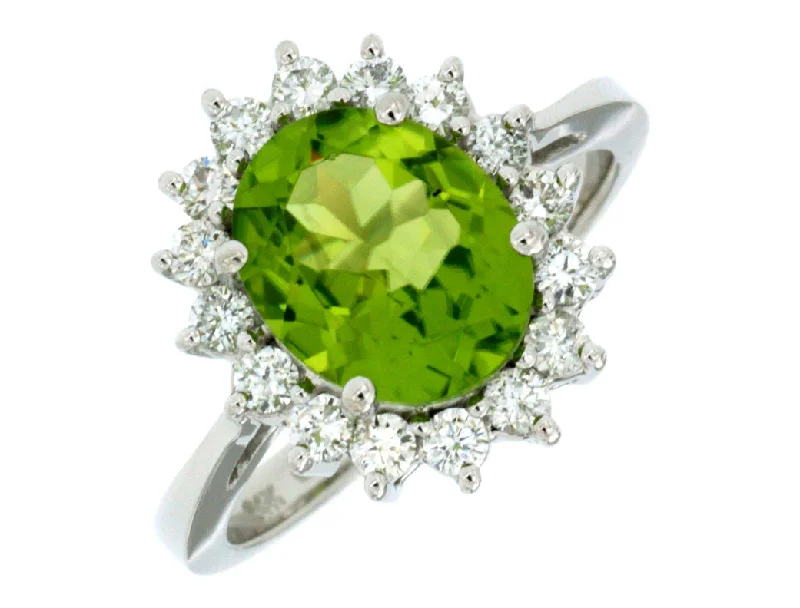 14K Yellow Gold Peridot and Diamond Ring