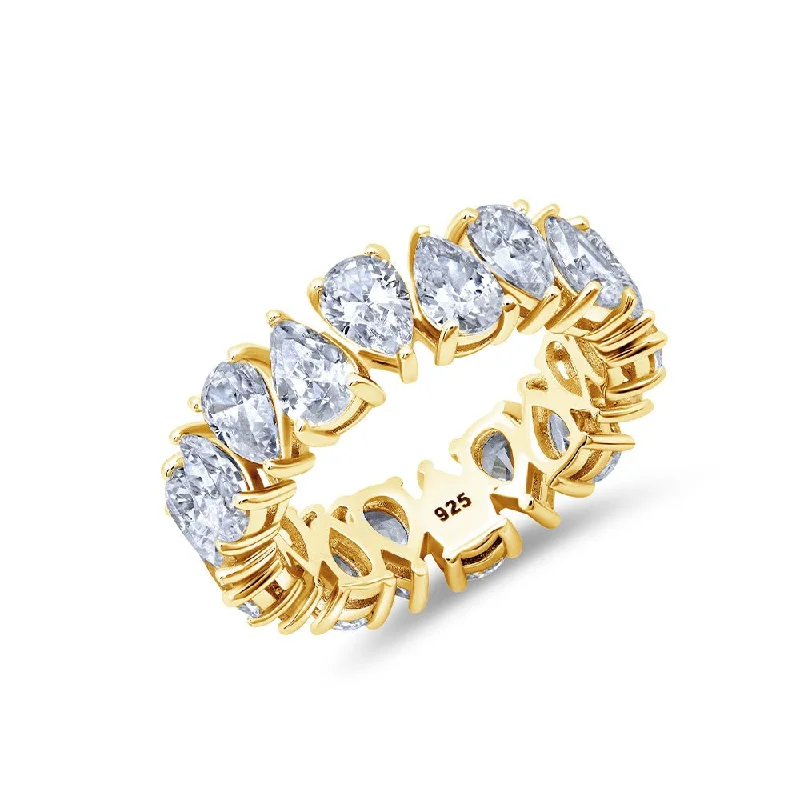 Pear Cut Up And Down Eternity Band Ring