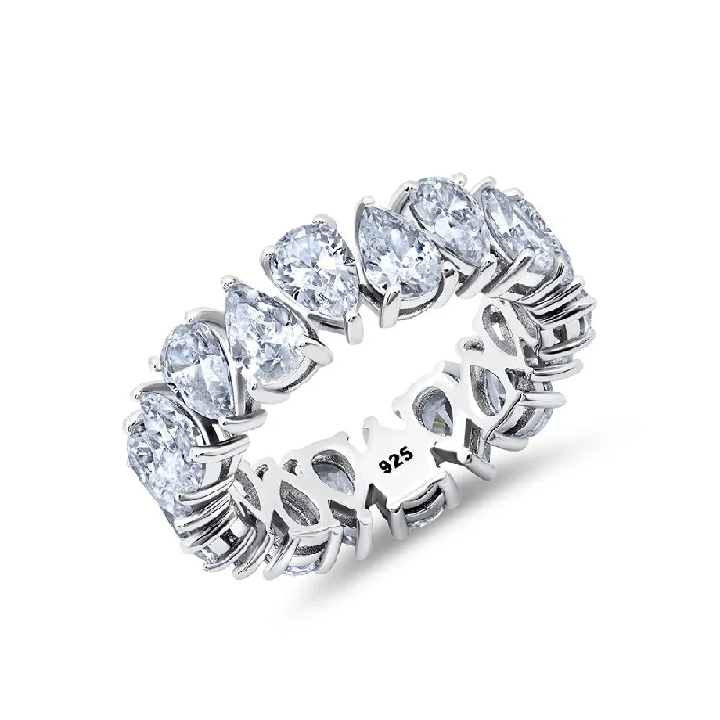 Pear Cut Up And Down Eternity Band Ring