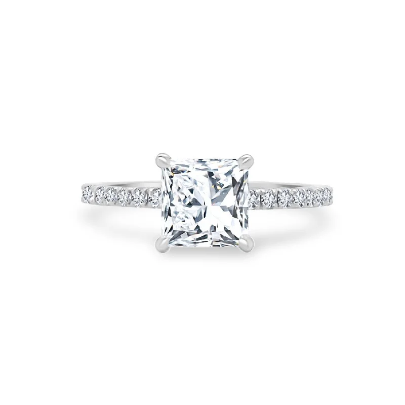 Princess Cut Solitaire on Diamond Band