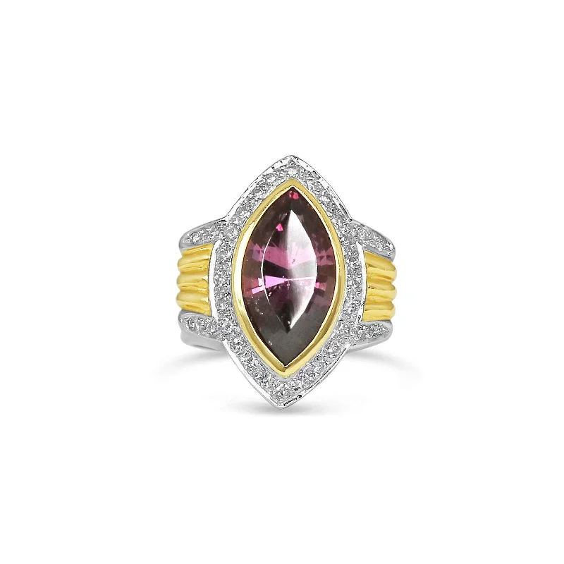 RHODOLITE GARNET AND DIAMOND RING