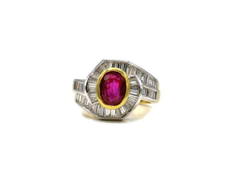 RUBY AND BAGUETTE DIAMOND RING