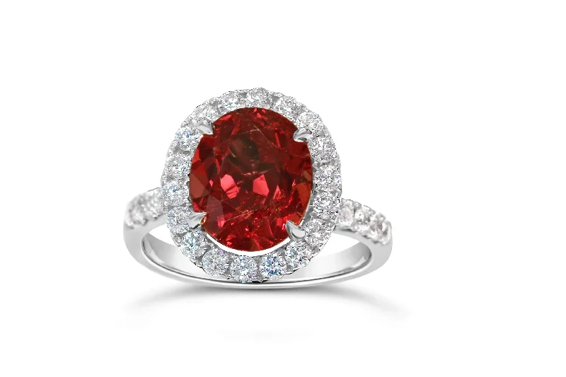 RUBY AND DIAMOND HALO RING